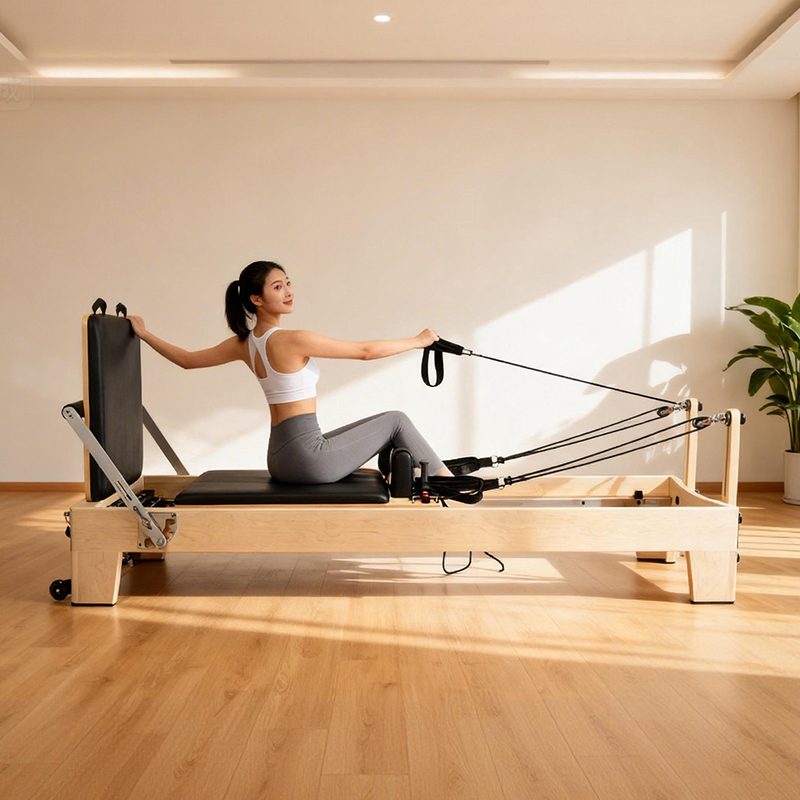 Pilates Yoga Reformer - White Maple Portable Adjustable Pilates Reformer
