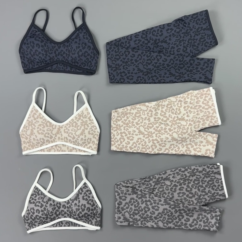 Pilates Yoga Kit - 2 Pieces Yoga Set Women Leopard
